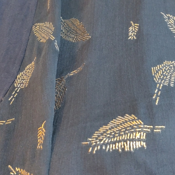 LAVANYA 3X Navy Rayon knit Hi-Lo Duster w/Luxurious embroidered chiffon panel - Picture 8 of 9